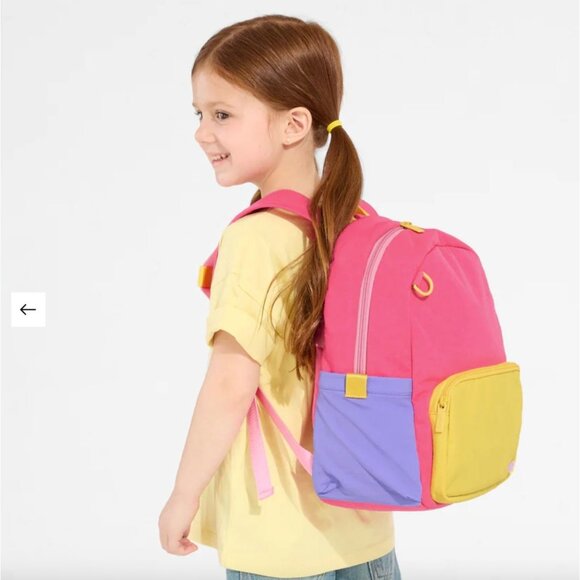 AWAY Kids Backpack New Cotton Candy Pink Yellow Colorblock Childrens Travel Bag - Picture 11 of 12